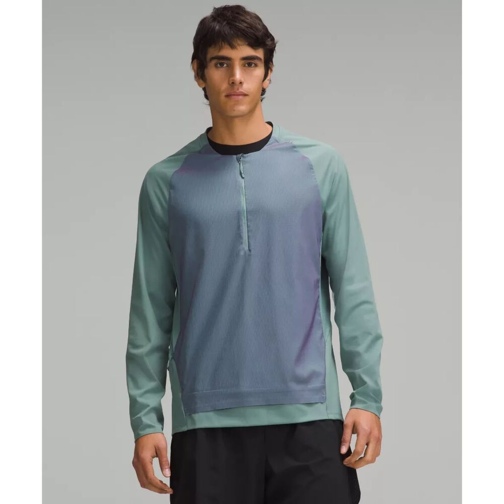 Lululemon Nulux Running Half-Zip Jacket Mens XXL Iridescent Green Lightweight